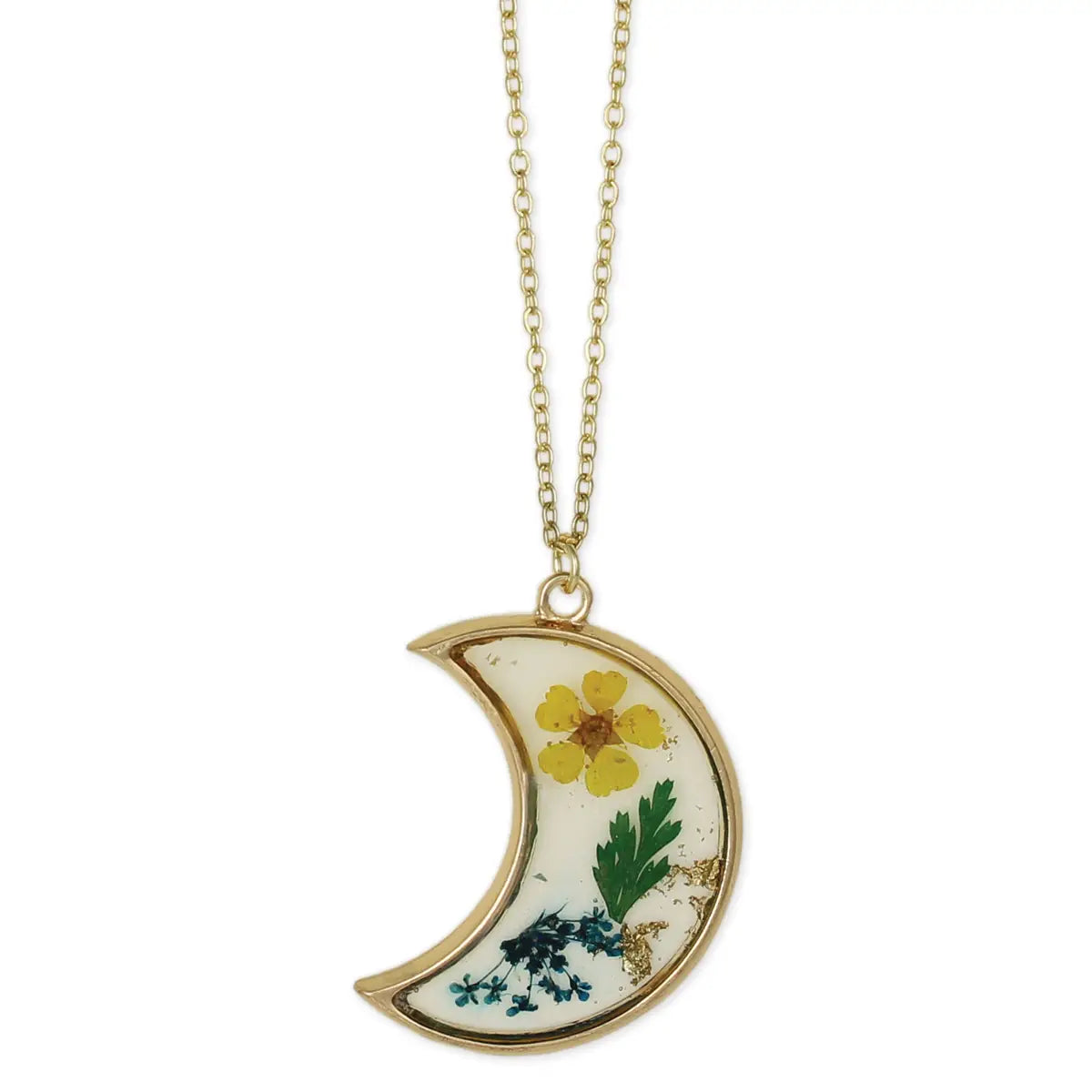 Zad Night Blooms Crescent Died Flower Necklace