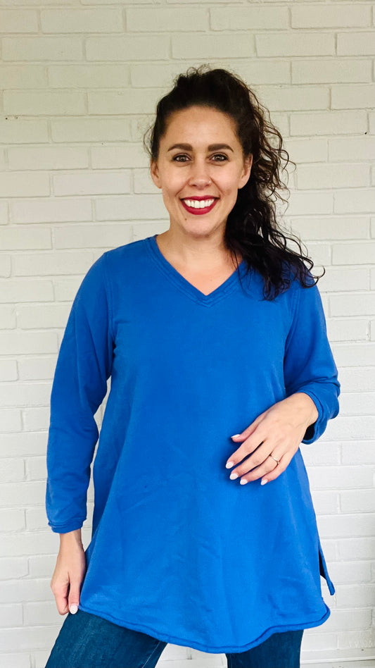 Heartstrings by Kleen Fleece V-Neck Swing Top - Multiple Colors